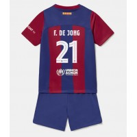 Barcelona Frenkie de Jong #21 Heimtrikotsatz Kinder 2023-24 Kurzarm (+ Kurze Hosen)